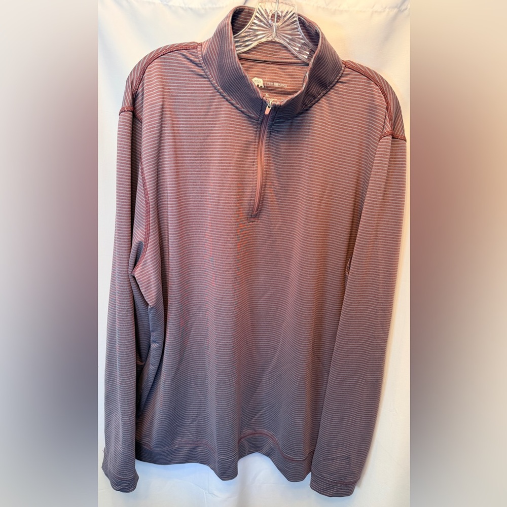 Onward Reserve Men’s Size XL 1/4 Zip Performance Pullover Red Gray Stripe